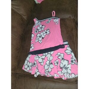 Justice‎ pink hibiscus flower tank and skort size 7